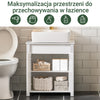 SoBuy BZR101-W Biała Szafka Łazienkowa pod Umywalkę z Regulowaną Półką i Otworem na Syfon – 60×34×65,5 cm, Nośność 35 kg