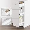 SoBuy BZR214-W Szafka łazienkowa z koszem na pranie – szafka łazienkowa z 1 szufladą, 2 koszami na pranie i półką wysuwaną, wąska, wysoka szafka do mebli łazienkowych - 78 x 38 x 90 cm szafka do łazienki