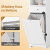 SoBuy BZR216-W Biała Wysoka Szafka Łazienkowa z Koszem na Pranie 45L, Szufladą i Regulowaną Półką – 40×38×180 cm, MDF E1