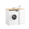 Pre-sale SoBuy BZR217-WN Szafka pod pralkę – szafka łazienkowa z koszem na pranie i szufladą, pralka z suszarką, szafka oszczędzająca miejsce, biała, 100×60×90 cm
