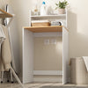 SoBuy BZR224-WN, Pralka - półka na pralkę - szafka łazienkowa z blatem i krawędziami zabezpieczającymi - białe i naturalne drewno - 66 x 60 x 127 cm