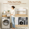 SoBuy BZR224-WN, Pralka - półka na pralkę - szafka łazienkowa z blatem i krawędziami zabezpieczającymi - białe i naturalne drewno - 66 x 60 x 127 cm