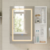 SoBuy | Szafka lustrzana do łazienki z oświetleniem LED | Szafka z lustrem i gniazdkiem | Wisząca szafka łazienkowa 1-drzwiowa biała | 60×15.5×60 cm | Nośność 25 kg | BZR239-E-W