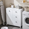 SoBuy Meble łazienkowe z kosz na pranie i 3 szufladami BZR97-W