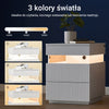 SoBuy FBT167-E-W, stolik nocny z 3 szufladami i oświetleniem LED, 3 regulowane kolory światła, nowoczesny stolik nocny do sypialni i salonu, szer. 41 x gł. 40 x wys. 52 cm, biały