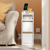 SoBuy FBT178-E-WN, wąski stolik nocny z funkcją ładowania i dotykową lampą, 22×34×60,5 | 22 cm z USB i Type-C, ściemnialna listwa LED, kabel USB 1,8 m, listwa przypodłogowa i zabezpieczenie
