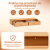 SoBuy FHK37-N Półka wisząca z 2 szufladami, półka ścienna do sypialni, przedpokoju i salonu, lite drewno bukowe, szer. 60 × gł. 20 × wys. 10 cm, kolor naturalny