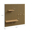 SoBuy FHK40-N Półka Ścienna Lamele Dąb z 2 Półkami i 3 Haczykami, Naturalny, 120×19×120 cm