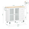 SoBuy Wyspa kuchenna, Kredens ze szklanymi drzwiami i kółkami FKW120-WN