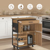 SoBuy FKW134-N, Wózek kuchenny na kółkach z blatem roboczym, szufladami i stojakiem na wino – wyspa kuchenna, regał stojący do kuchni, jadalni i na zewnątrz, vintage brąz, 67x37x88 cm