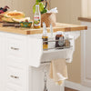 SoBuy FKW41-WN Wyspa kuchenna na kółkach z szufladami i składanym blatem, Mobilny wózek kuchenny z półkami i szafką
