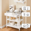 SoBuy Wózek kuchenny na kółkach, wyspa kuchenna z półką na wino, stalowy blat roboczy, wielopoziomowy organizer do spiżarni, jadalnia, biały FKW47-II-W