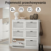 SoBuy FSR145-W Biała Szafka na Buty z 6 Uchylnymi Drzwiami, 2 Haczykami i Regulowaną Półką – 115×30×112 cm, 24 Pary, MDF E1