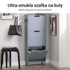 SoBuy FSR151-H-HG Szara Szafka na Buty z 3 Klapami – 50×19×129 cm, Nośność 21 kg, MDF E1, Wysoka, Przedpokój
