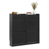 SoBuy FSR169-SCH, Meuble Chaussures avec 4 Abattants et 2 Tiroirs, Grande Capacité de Rangement, Armoire à Chaussures Étroite pour Entrée et Couloir, Idéal Petits Espaces, Noir, 98x19x95 cm