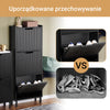 SoBuy FSR177-H-SCH Szafka na Buty z 3 Uchylnymi Drzwiami i Metalowymi Nóżkami – 100×19×91 cm, Głębokość 19 cm, MDF