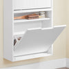SoBuy FSR204-W wąska szafka na buty z 2 klapkami, oszczędzająca miejsce szafka uchylna, wysoka komoda, regał na buty, do przedpokoju, korytarza, 50 x 90 x 19 cm, kolor biały