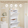 SoBuy FSR204-W Biała Wąska Szafka na Buty z 2 Uchylnymi Klapami i Półką – 50×19×100 cm, 12 Par Butów, MDF E1