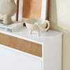 SoBuy FSR205-WN szafka na buty, wąska, uchylna, z 2 klapami i szufladą, zajmuje mało miejsca i nowoczesna – meble do przedpokoju, korytarza, mieszkania – 61 x 26 x 91 cm, biała i o wyglądzie drewna