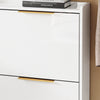 SoBuy FSR206-GW Biała Szafka na Buty z 4 Klapami i Złotymi Uchwytami – 100×19×90 cm, MDF E1, Przedpokój
