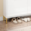 SoBuy FSR206-GW, wąska szafka na buty – 19 cm, wąska szafka na buty do przedpokoju, z wykończeniem w kolorze białym o wysokim połysku, złotymi uchwytami, podkładkami antypoślizgowymi, deską E1, łatwy montaż – 100 x 19 x 90 cm
