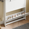 SoBuy FSR207-W wąska szafka na buty, biała, do 8 par butów, z szufladami i drzwiami składanymi, mebel do korytarza, idealny do małych mieszkań, 80 x 19 x 107 cm