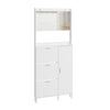 SoBuy FSR233-W Szafka na Buty Wysoka 197 cm z Lustrem i 6 Haczykami, Biały, 83×14×197 cm