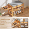 SoBuy FSR49-N Bambusowa Ławka na Buty z Siedziskiem i Szufladą – 55×30×46 cm, 2 Półki, Nośność 90 kg, Przedpokój