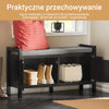 SoBuy FSR63-II-SCH Ławka na Buty z Siedziskiem i Pojemnikiem – Półka na Buty do Przedpokoju z Siedziskiem i Skrzynią – Upholstrowane Siedzisko & Duża Klapa – Do Pomieszczeń Wejściowych i Salonu – Czarna Płyta MDF 91x30x50cm