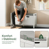 SoBuy FSR63-II-W Biała Ławka na Buty z Tapicerowanym Siedziskiem i 2 Drzwiami – 91×30×50 cm, Nośność 120 kg, MDF E1