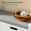 SoBuy FSR63-II-W Biała Ławka na Buty z Tapicerowanym Siedziskiem i 2 Drzwiami – 91×30×50 cm, Nośność 120 kg, MDF E1