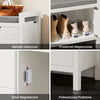 SoBuy FSR63-II-W Biała Ławka na Buty z Tapicerowanym Siedziskiem i 2 Drzwiami – 91×30×50 cm, Nośność 120 kg, MDF E1
