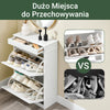 SoBuy Wąska szafka na buty z 2 klapami, regulowany regał na buty do przedpokoju i wejścia, szafka do przedpokoju z zabezpieczeniem przed przewróceniem się, Biały rysunek drewna, FSR78-WG