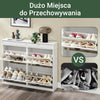 Pre-sale SoBuy Wąska szafka na buty z 4 klapami, regulowany regał na buty do przedpokoju i przedpokoju, Biały rysunek drewna, FSR79-WG
