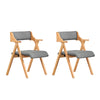 SoBuy FST98-HGx2 Składane Krzesło Drewniane z Poduszkiem – Składane Krzesło Stołowe i Biurowe, Uchylne Krzesło z Wypełnieniem do Wnętrz i na Zewnątrz, Składane Krzesła Ogrodowe dla Gości, do Kuchni lub na Balkon, Jasnoszare