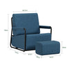 SoBuy | Fotel Wypoczynkowy Granatowy z Podnóżkiem | Tapicerowany Welur | Styl Industrialny | 59.5×67×78 cm | Nośność 143 kg | FST99-B