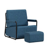 SoBuy | Fotel Wypoczynkowy Granatowy z Podnóżkiem | Tapicerowany Welur | Styl Industrialny | 59.5×67×78 cm | Nośność 143 kg | FST99-B