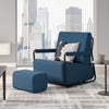 SoBuy | Fotel Wypoczynkowy Granatowy z Podnóżkiem | Tapicerowany Welur | Styl Industrialny | 59.5×67×78 cm | Nośność 143 kg | FST99-B