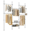 SoBuy KLS04-II-HG, teleskopowy drążek na ubrania, wytrzymały wieszak na ubrania, regulowana otwarta szafa z drążkami na wieszaki i półkami do sypialni, garderoba typu walk-in, szara