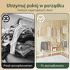 SoBuy KLS04-II-W, Teleskopowy drążek na ubrania, wytrzymały wieszak na ubrania, regulowana otwarta szafa z drążkami na wieszaki i półkami do sypialni, garderoba typu walk-in, biała