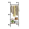 SoBuy KLS20-SCH, Kompaktowy Wieszak Ścienny z 2 Półkami MDF, Wieszak na Ubrania do Ściany, Nośność 45 kg, Industrialny Czarny, 91,5x48x220 cm