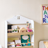 SoBuy KMB121-WN, Regał na książki dla dzieci, regał do przechowywania zabawek z 4 półkami na książki i dekoracje, regał Montessori, meble do pokoju dziecięcego, biały i naturalny, 60 x 130,5 x 15 cm