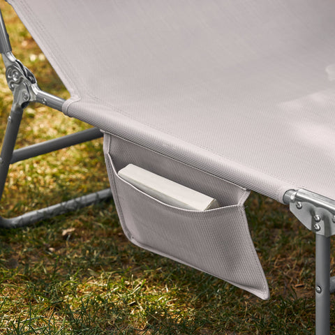 Zestw 2 sztuki Składany Krzesło Leżak ogrodowyze baldachimem boczną kieszenią OGS48-MIx2