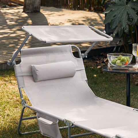 Składany Krzesło Leżak ogrodowyze baldachimem boczną kieszenią OGS48-MI