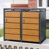 SoBuy | Obudowa kosza na śmieci 2x240L stalowa antracyt loft | Zabudowa śmietnika imitacja drewna Mülltonnenbox | Podwójna z kółkami i zamkami | 134×80×116 cm | OGS64-N