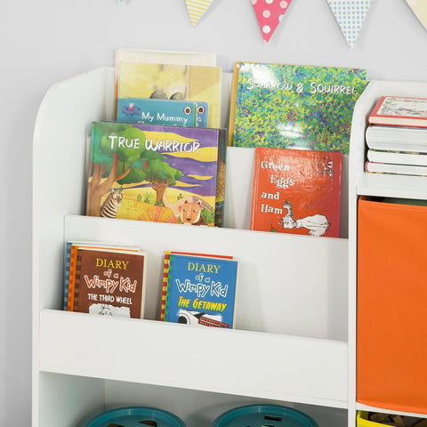 SoBuy KMB37-W Regal zabawki Półka na książki dla dzieci Organizator Zabawek Kształt Domu