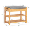SoBuy FSR49-N Bambusowa Ławka na Buty z Siedziskiem i Szufladą – 55×30×46 cm, 2 Półki, Nośność 90 kg, Przedpokój