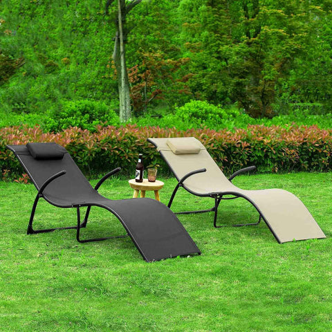 SoBuy Fotel relax Leżak plażowy ogrodowy  z Poduszką Czarny OGS45-SCH