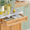 SoBuy Bambusowy wózek kuchenny z blatem stali FKW13-N