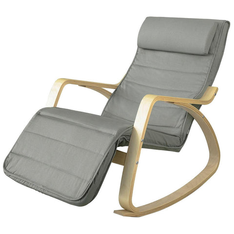 SoBuy Relaksacyjny fotel na biegunach, z regulowanym podnóżkiem, FST16-DG